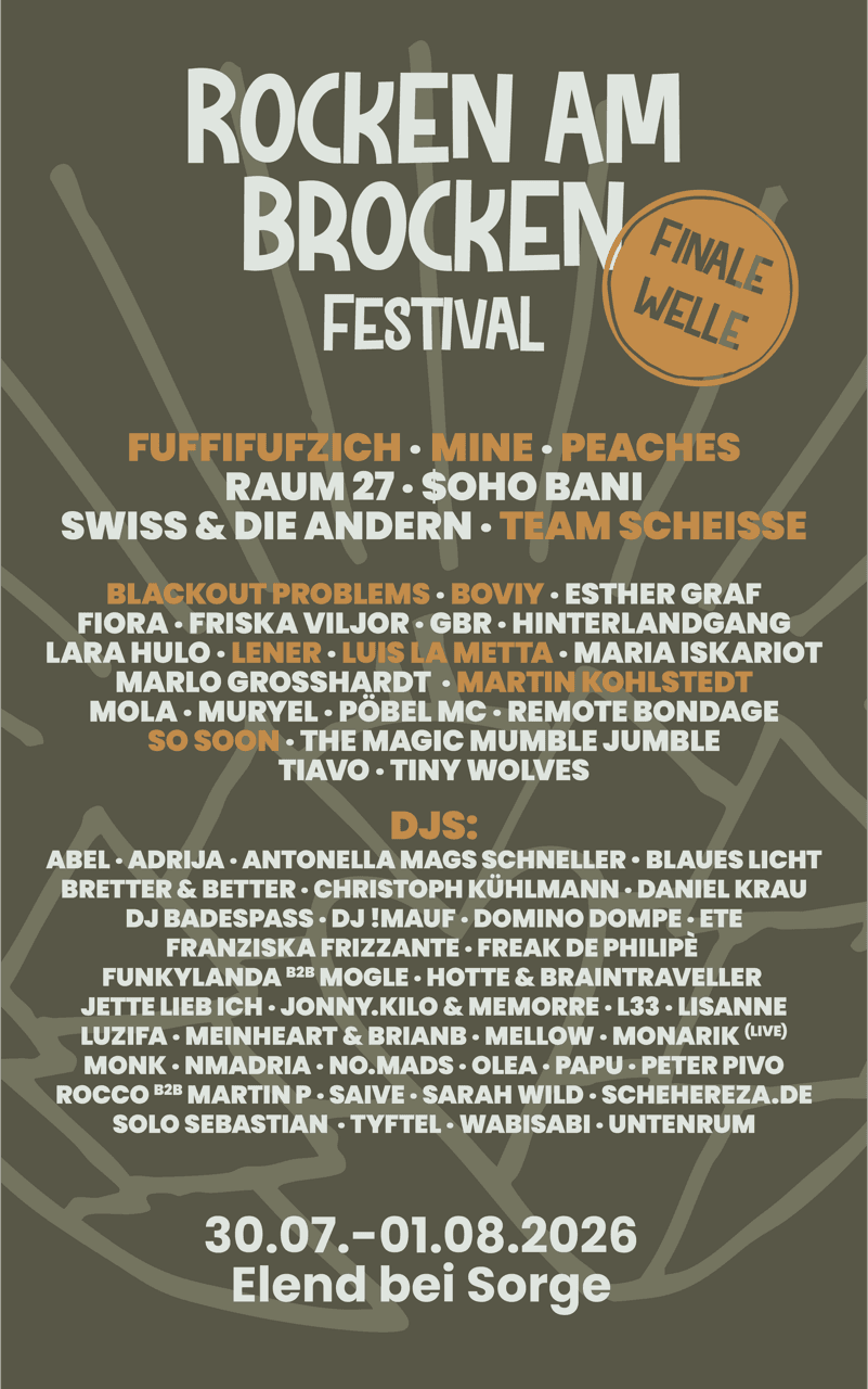 Rocken am Brocken 2026 – Lineup Finale Welle