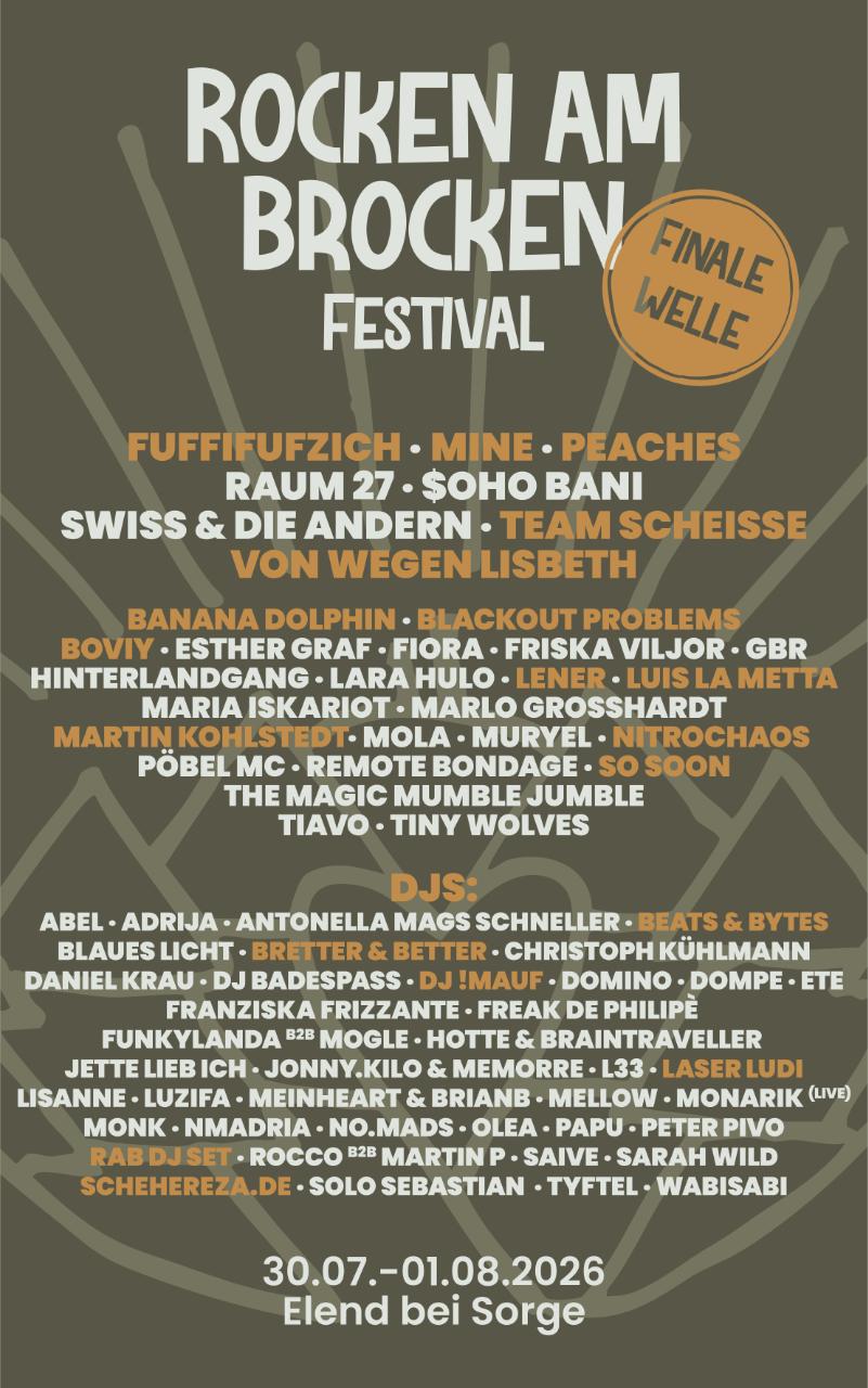 Rocken am Brocken 2026 – Lineup Finale Welle